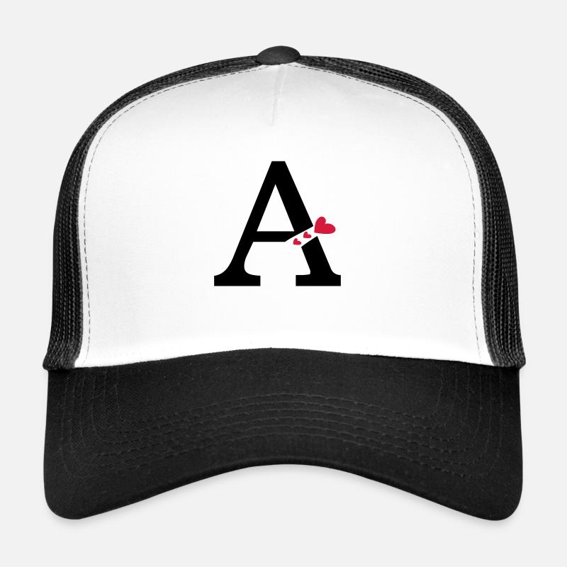 Capital letter A with hearts - Trucker Cap - white/black