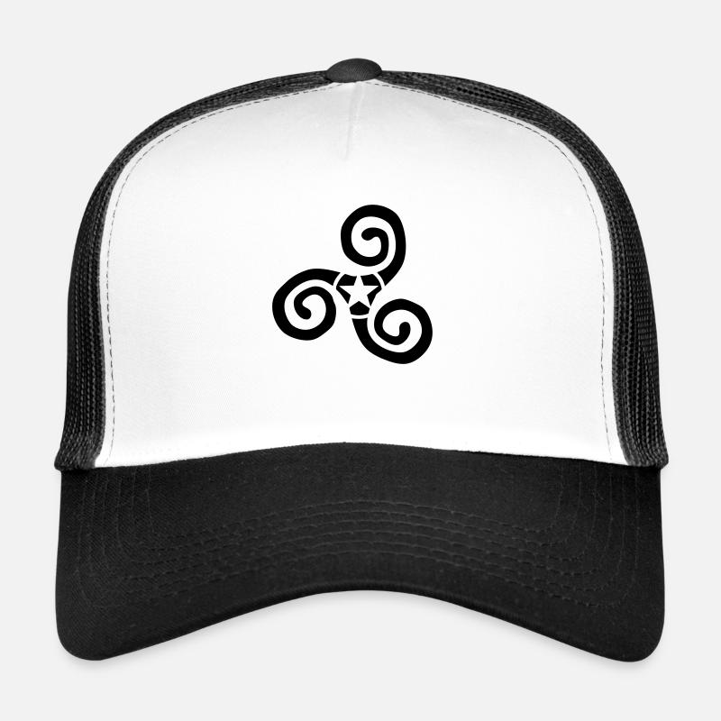 triskèle logo bretagne stern - Trucker Cap - Weiß/Schwarz