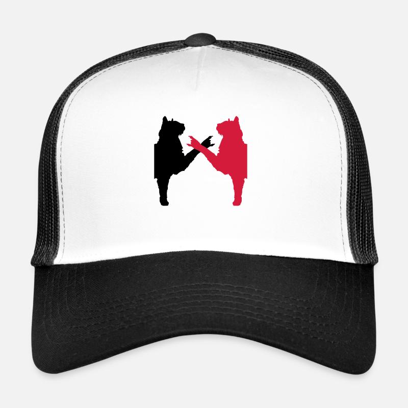 2 Katzen Heavy Metal Handgeste Musik Haustier Team - Trucker Cap - Weiß/Schwarz
