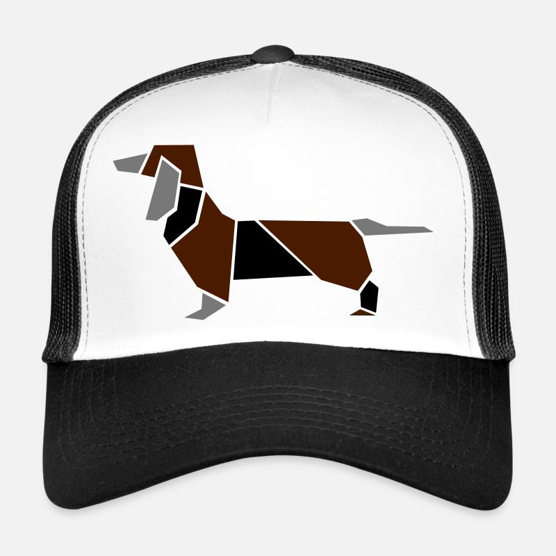 Origami Dackel - Trucker Cap - Weiß/Schwarz
