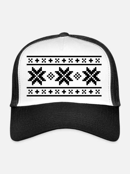 Norweger-Muster (Winter) 02.0 - Trucker Cap - Weiß/Schwarz - Vorne