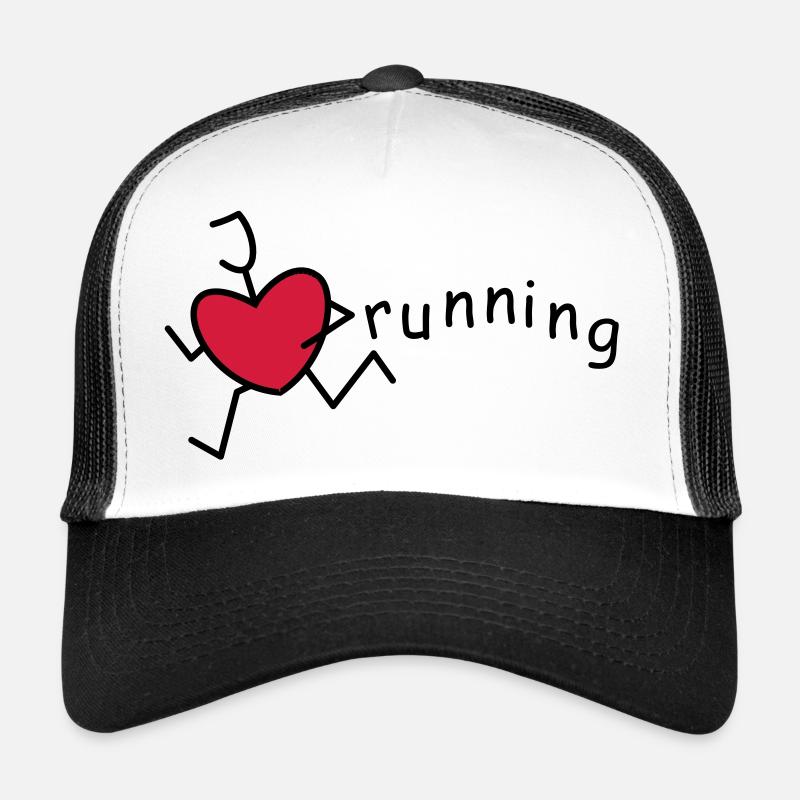 Lustiges Strichmännchen -I love running - Trucker Cap - Weiß/Schwarz