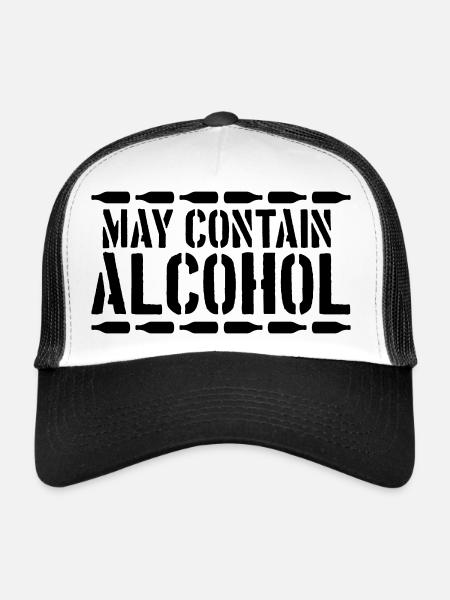Peut contenir de l’alcool en disant - Casquette trucker  - blanc/noir - Devant