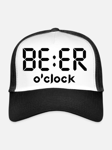 bière o Horloge - Casquette trucker  - blanc/noir - Devant
