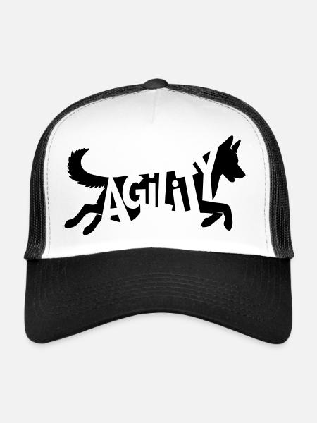 Agilité Malinois SVG Vecteur Couleur Sélectionnable - Casquette trucker  - blanc/noir - Devant