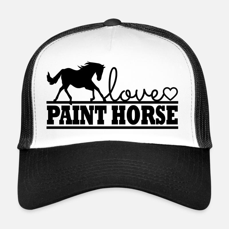 Pferd Paint Horse - Trucker Cap - Weiß/Schwarz