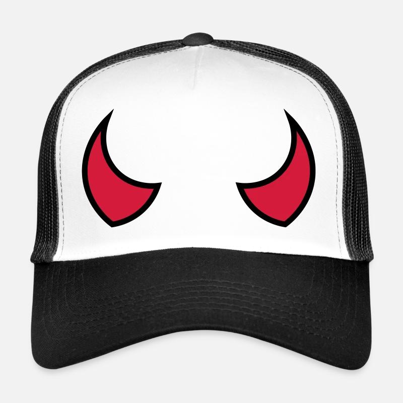 Teufelshörner - cornes de diable - cornes du diable - Casquette trucker  - blanc/noir