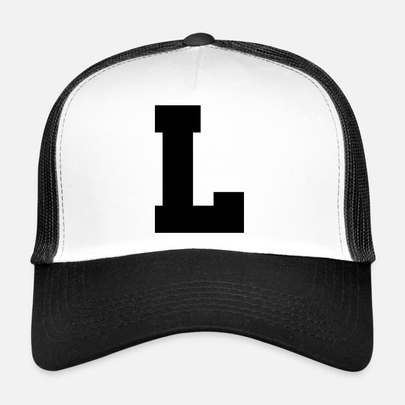 L - capital letter single, bold and serif Trucker Cap