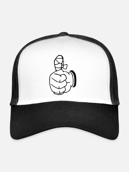 Idée cadeau de pouce levé d’artisan - Casquette trucker  - blanc/noir - Devant