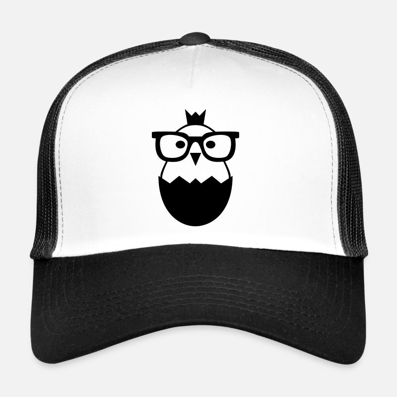 Küken Brille Huhn Nerd Ei Geschenk - Trucker Cap - Weiß/Schwarz