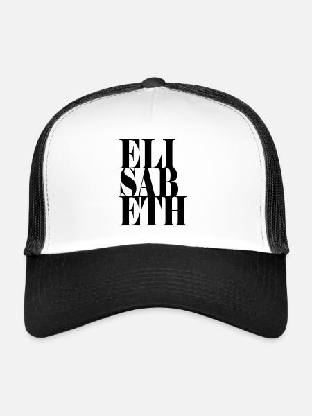 Elisabeth Nom Prénom Police moderne Word Art - Casquette trucker  - blanc/noir - Devant