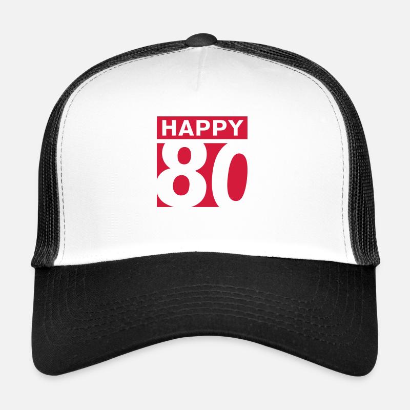 Happy 80 Geburtstag - Trucker Cap - Weiß/Schwarz