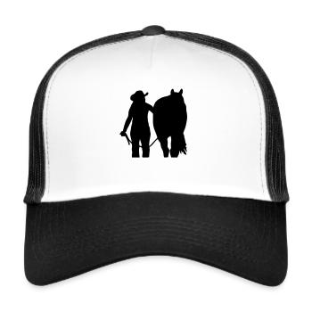 Westernreiterin mit Pferd individualisierbar - Trucker Cap - Weiß/Schwarz - Vorne