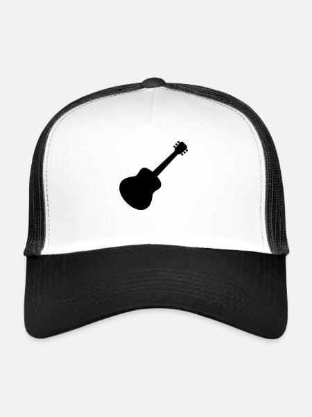 Silhouette guitariste guitare jouant - Casquette trucker  - blanc/noir - Devant