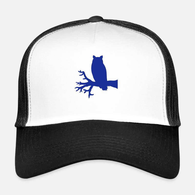 hibou aigle hibou branche arbre forêt nuit silhouette contour mignon Casquette trucker 