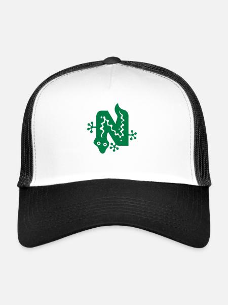 Snake | Snake | letter N | Vectorgraphic - Trucker Cap - white/black - Front