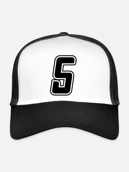 Number 5 - Trucker Cap - white/black - Front