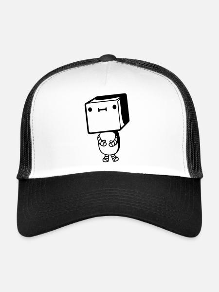 Petit robot mignon - Casquette trucker  - blanc/noir - Devant