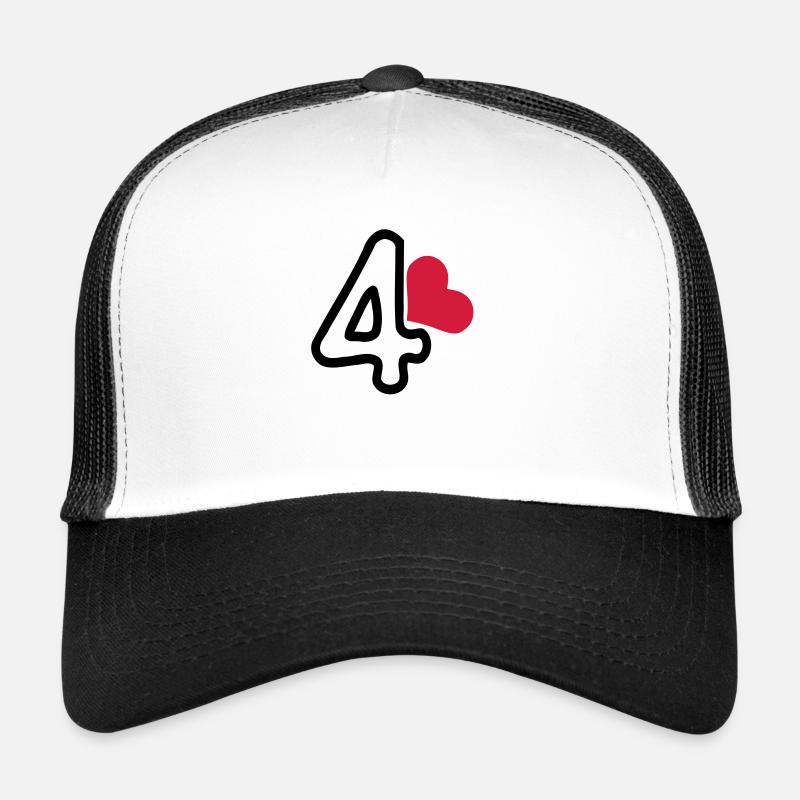Number 4 & red heart Trucker Cap