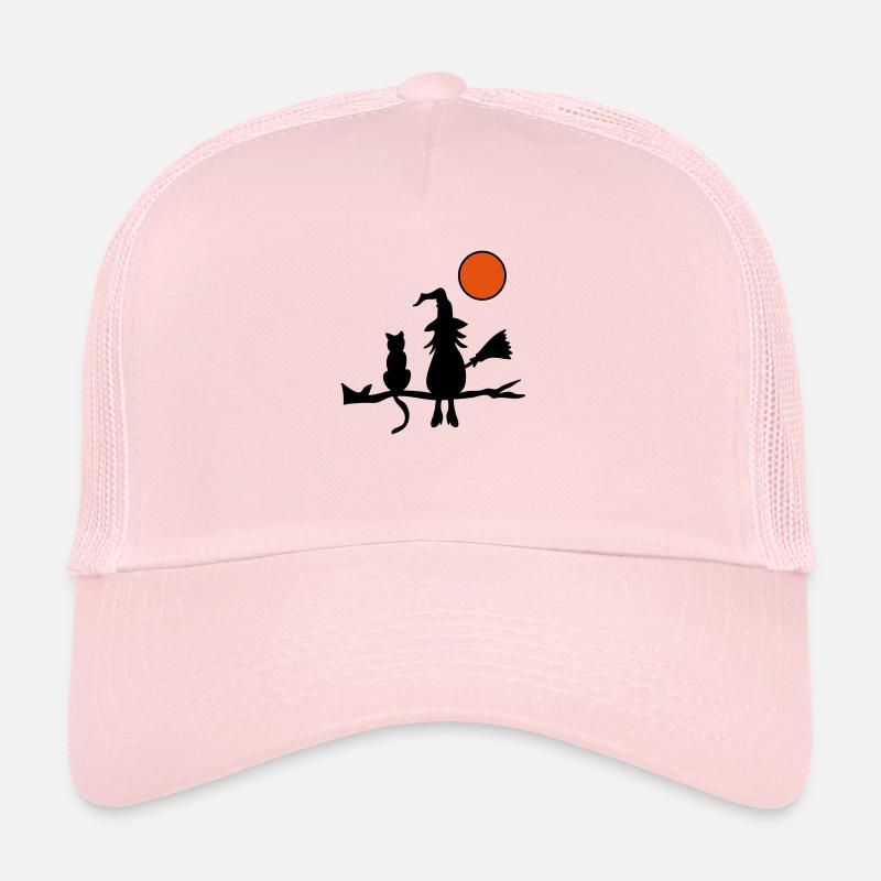 Witch with cat Trucker Cap