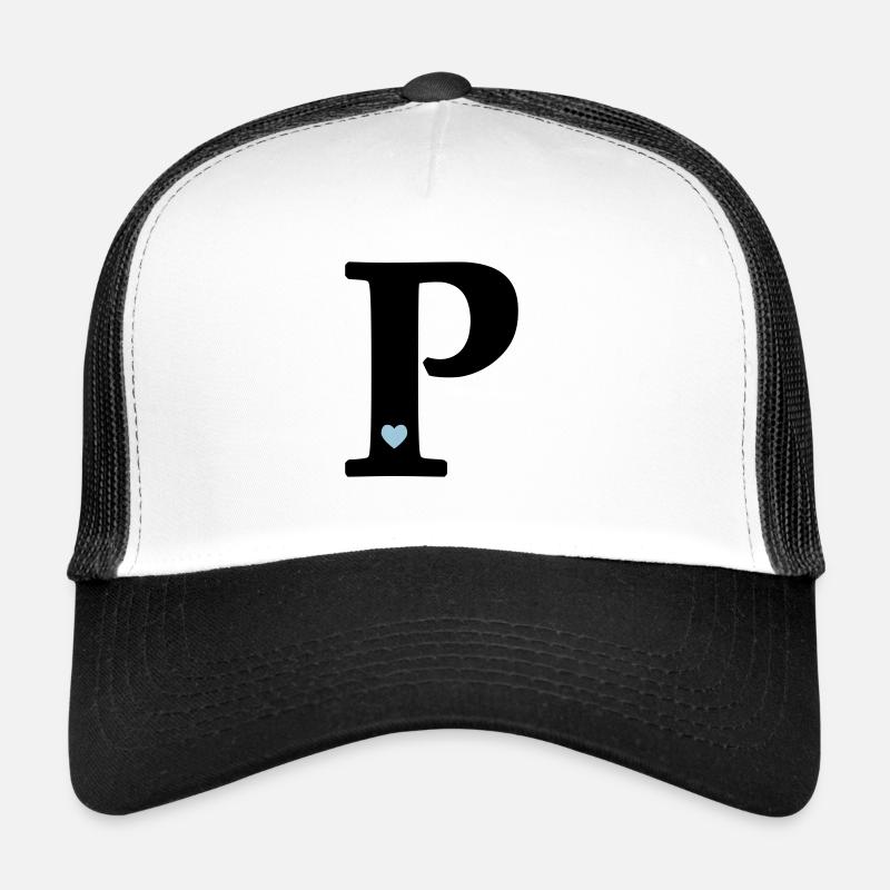 Lettre P Lettre initiale - Casquette trucker  - blanc/noir