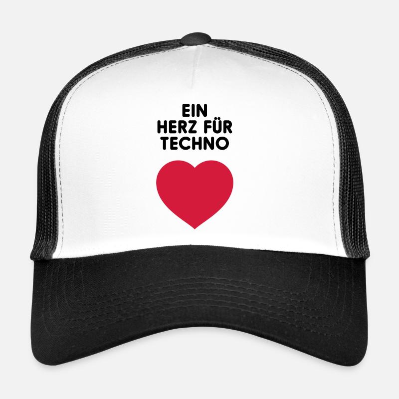 EIN HERZ FÜR TECHNO - Trucker Cap - Weiß/Schwarz