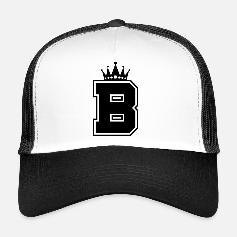 buchstabe B Krone - Trucker Cap - Weiß/Schwarz