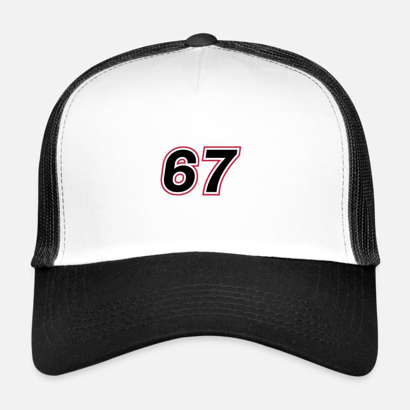 67 number symbol Trucker Cap