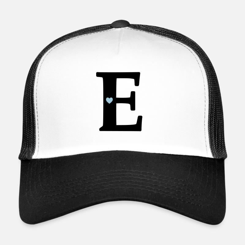 Buchstabe E Anfangsbuchstabe - Trucker Cap - Weiß/Schwarz