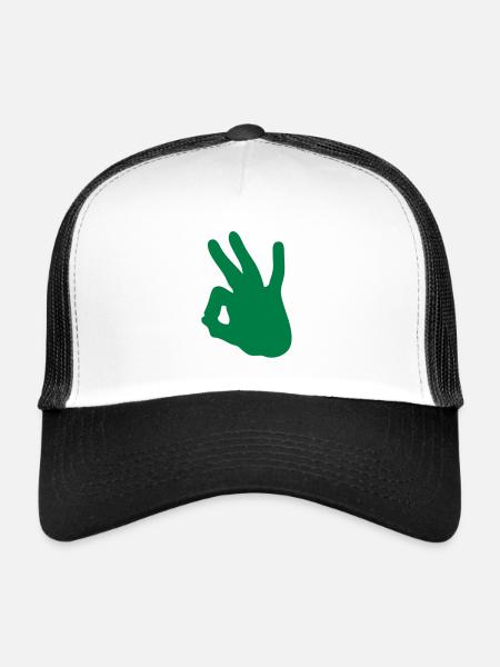 main hand ok valide okay10112 - Casquette trucker  - blanc/noir - Devant