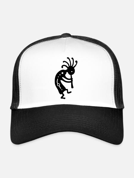 Indian lucky charm Kokopelli - Trucker Cap - white/black - Front