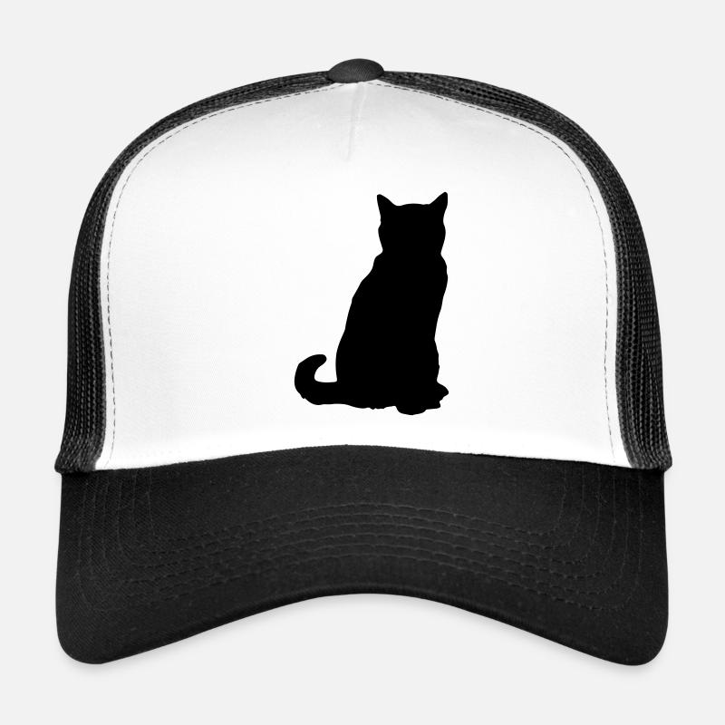 simple Katzensilhouette! Black Cat Silhouette! - Trucker Cap - Weiß/Schwarz