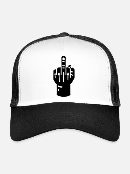 Middle Finger Hand - Trucker Cap - white/black - Front