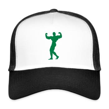 silhouette bodybuilding 10 musculation po - Casquette trucker  - blanc/noir - Devant