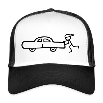 Pickup pushing - Who loves his car the pushes - Trucker Cap - white/black - Front