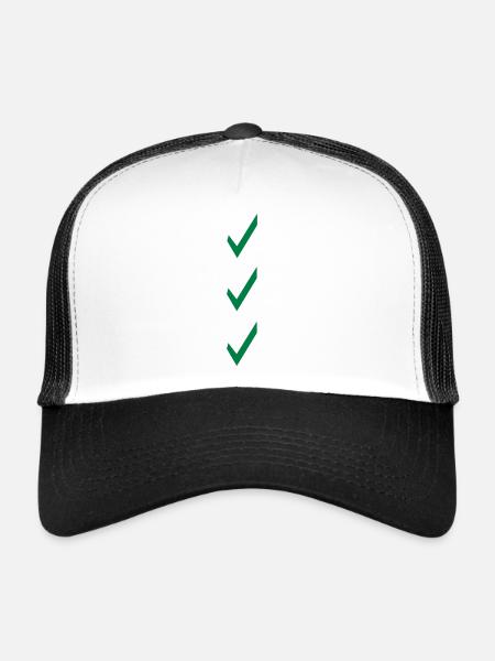 check - check mark - tick - Trucker Cap - white/black - Front