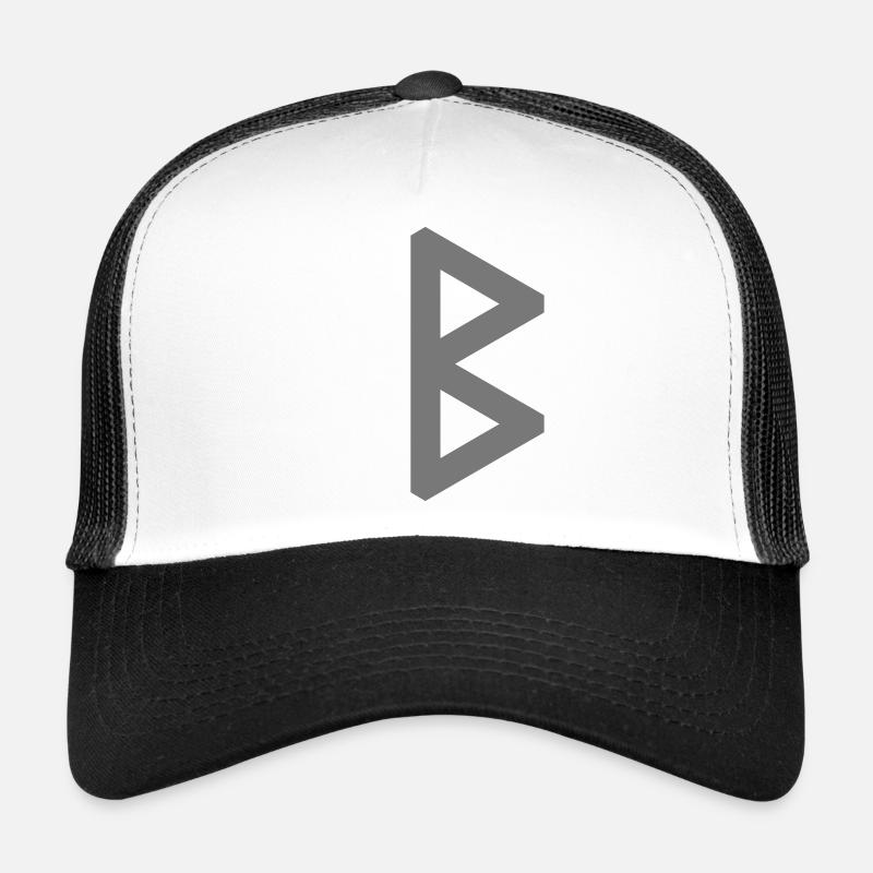 Rune: Berkjon/Berkano ᛒ (B),QuantumRunesFuthark0 © - Trucker Cap - Weiß/Schwarz