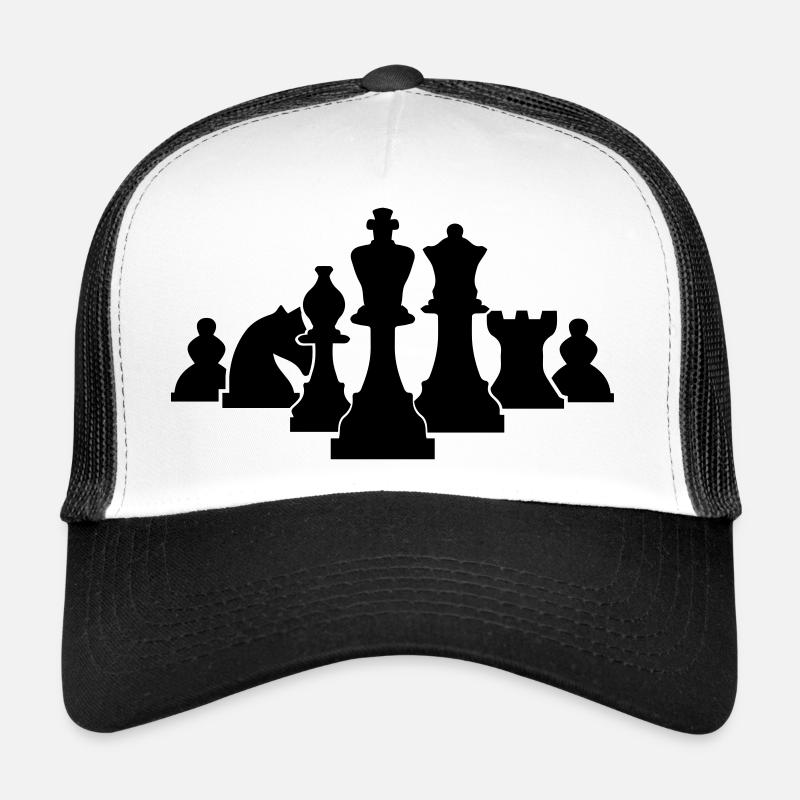 échecs - Casquette trucker  - blanc/noir