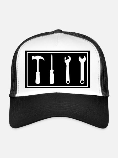 outil - Casquette trucker  - blanc/noir - Devant