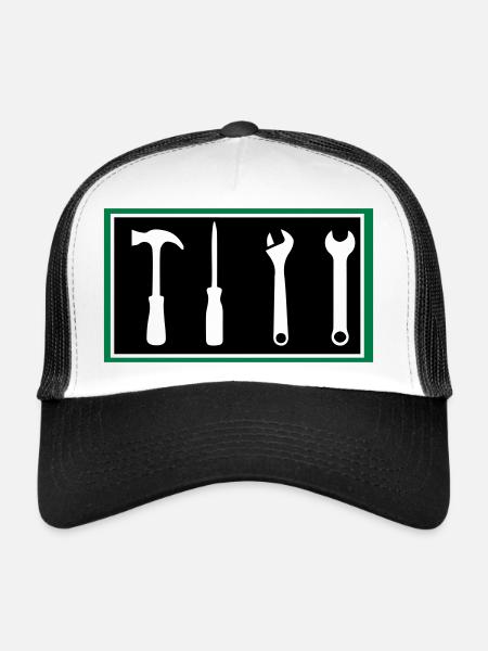 Outil - Casquette trucker  - blanc/noir - Devant