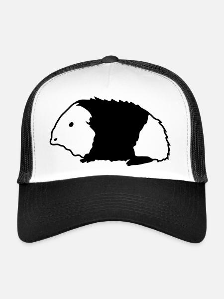 Guinée porc - Casquette trucker  - blanc/noir - Devant