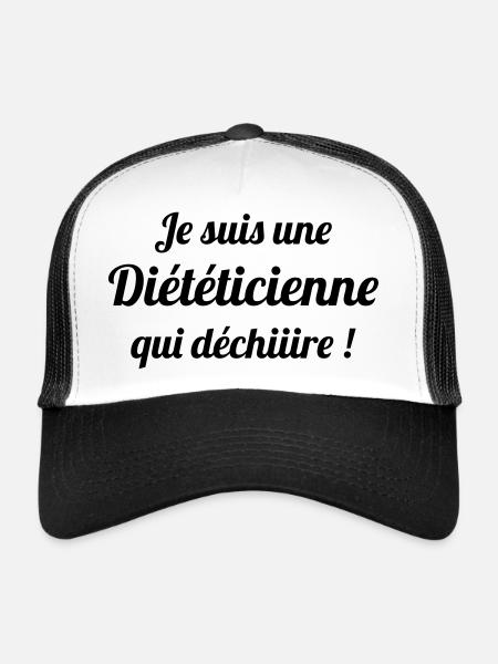 diététicien / diététique / régime / nutrition - Casquette trucker  - blanc/noir - Devant