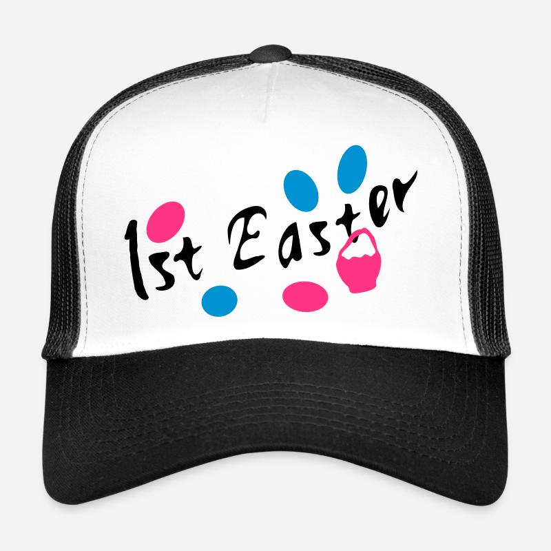 1. Ostern Ostereier txt - Trucker Cap - Weiß/Schwarz