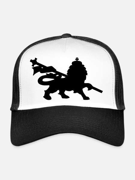 Löwe lion rasta dub music king fun symbol - Trucker Cap - Weiß/Schwarz - Vorne