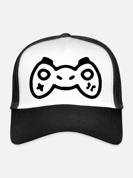 Contrôleur Gamer Gambler Console Gaming - Casquette trucker  - blanc/noir - Devant