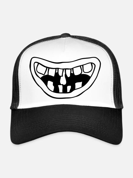 Design laughing monster mouth - Trucker Cap - white/black - Front