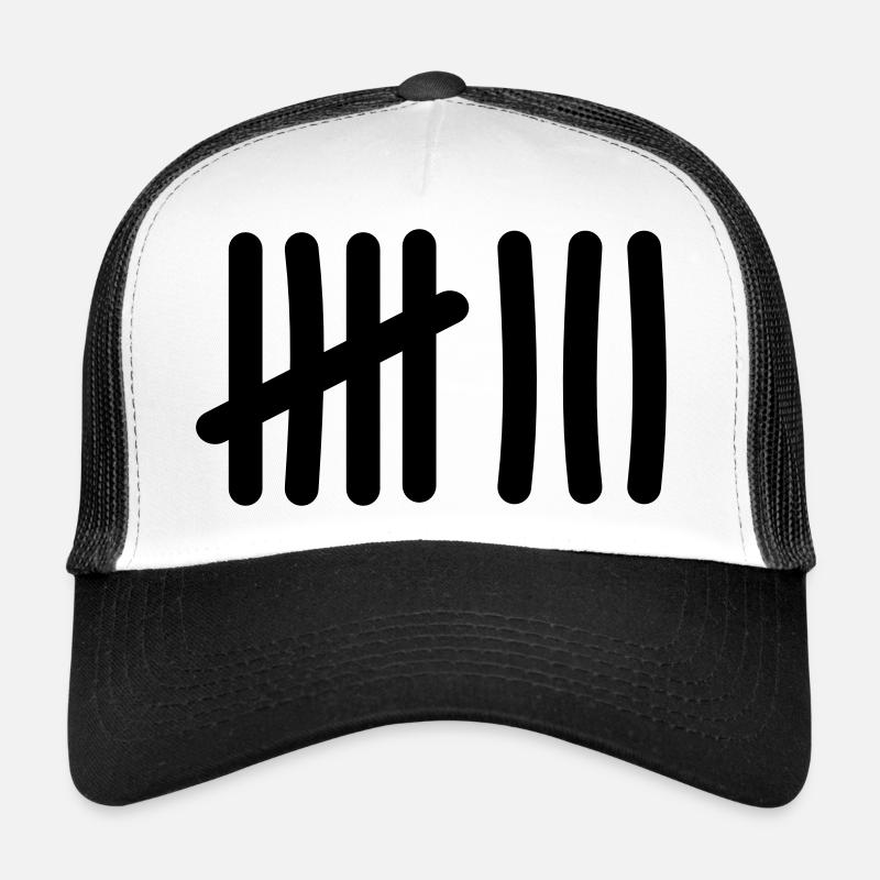 Strichliste Symbol - 8 Striche - Trucker Cap - Weiß/Schwarz