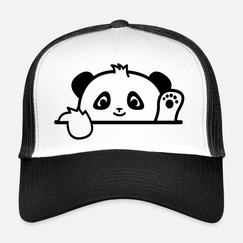 Schüchterner Panda versteckt sich und Hi 21-5 - Trucker Cap - Weiß/Schwarz