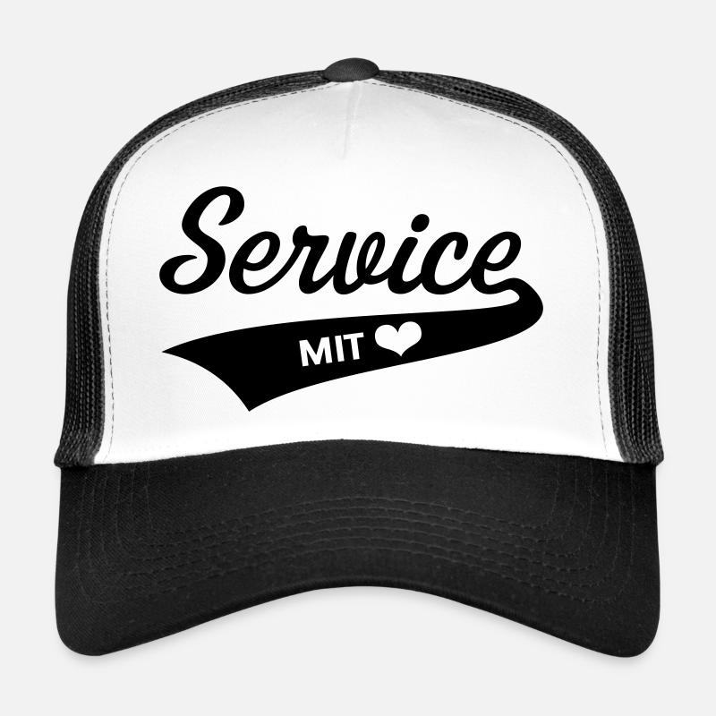 Service Mit Herz (Berufskleidung / Black) - Trucker Cap - Weiß/Schwarz