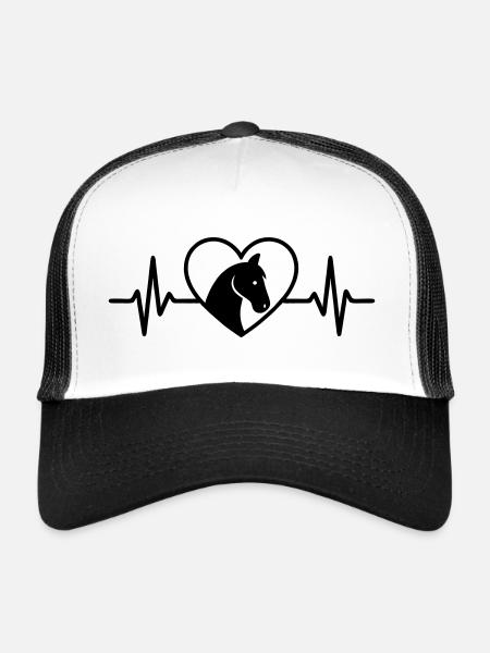 Cheval dans l’âme L’amour de l’équitation - Casquette trucker  - blanc/noir - Devant